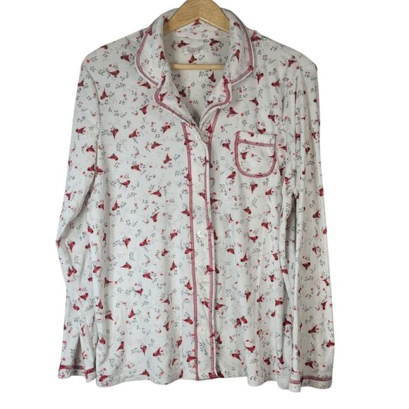 Secret Treasures Holiday Pajama Set Cream Size 12 Large Fleece Winter Cardinal - Picture 2 of 13